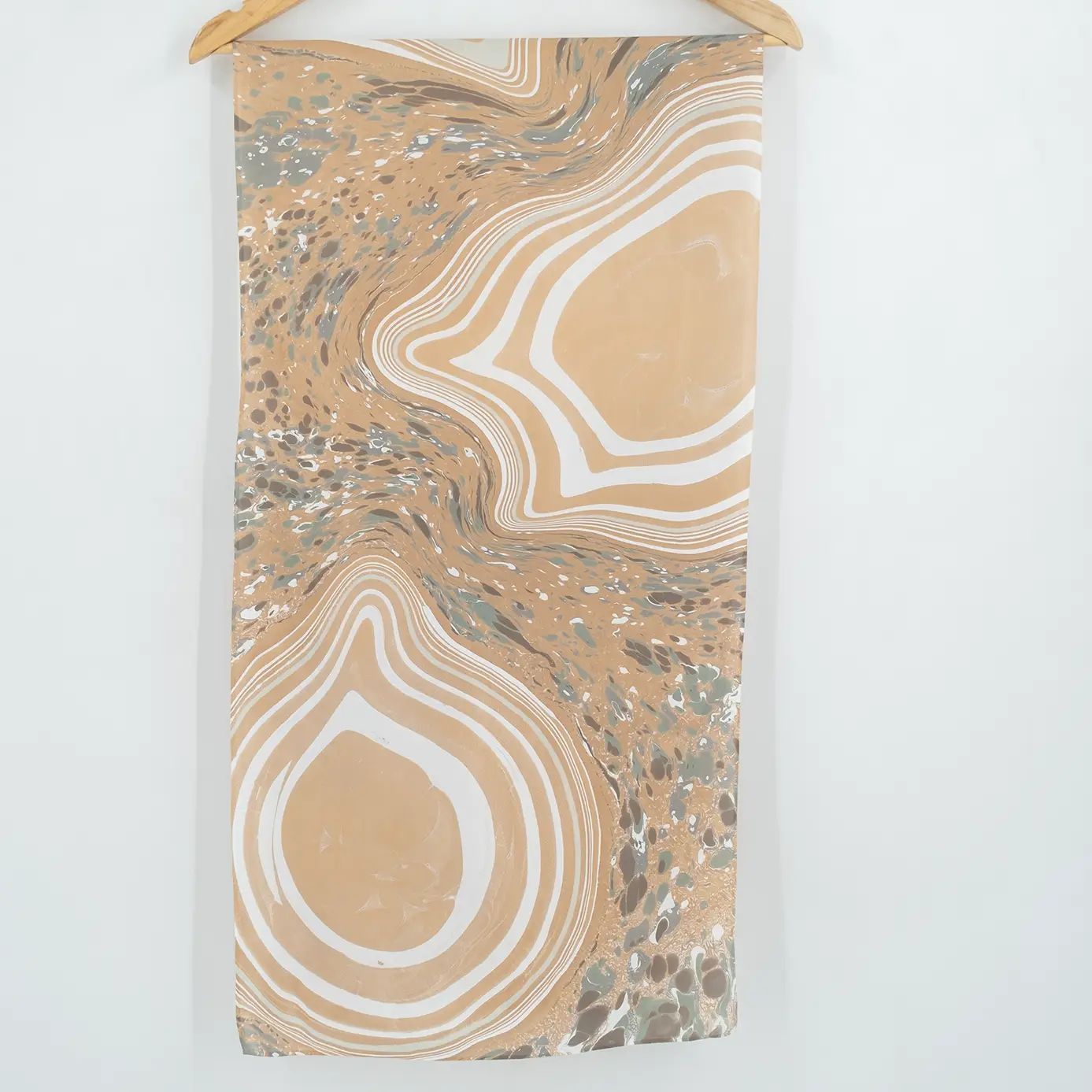 Stone in Agate, Sand, and Slate Marbled Silk Scarf - Image 3