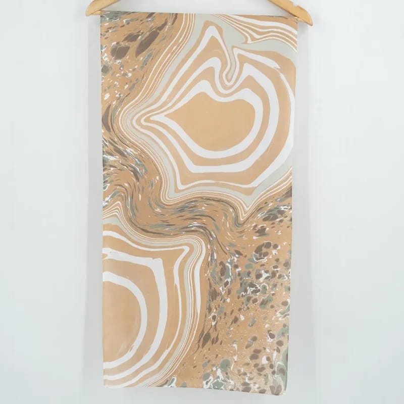 Stone in Agate, Sand, and Slate Marbled Silk Scarf - Image 4