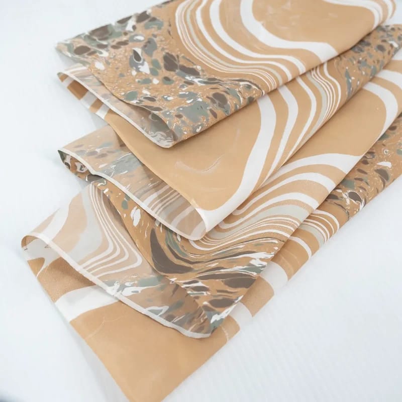 Stone in Agate, Sand, and Slate Marbled Silk Scarf - Image 2
