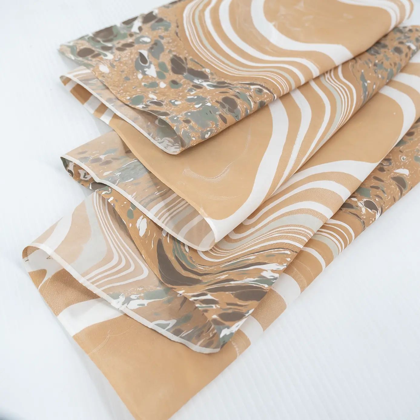 Stone in Agate, Sand, and Slate Marbled Silk Scarf - Image 2