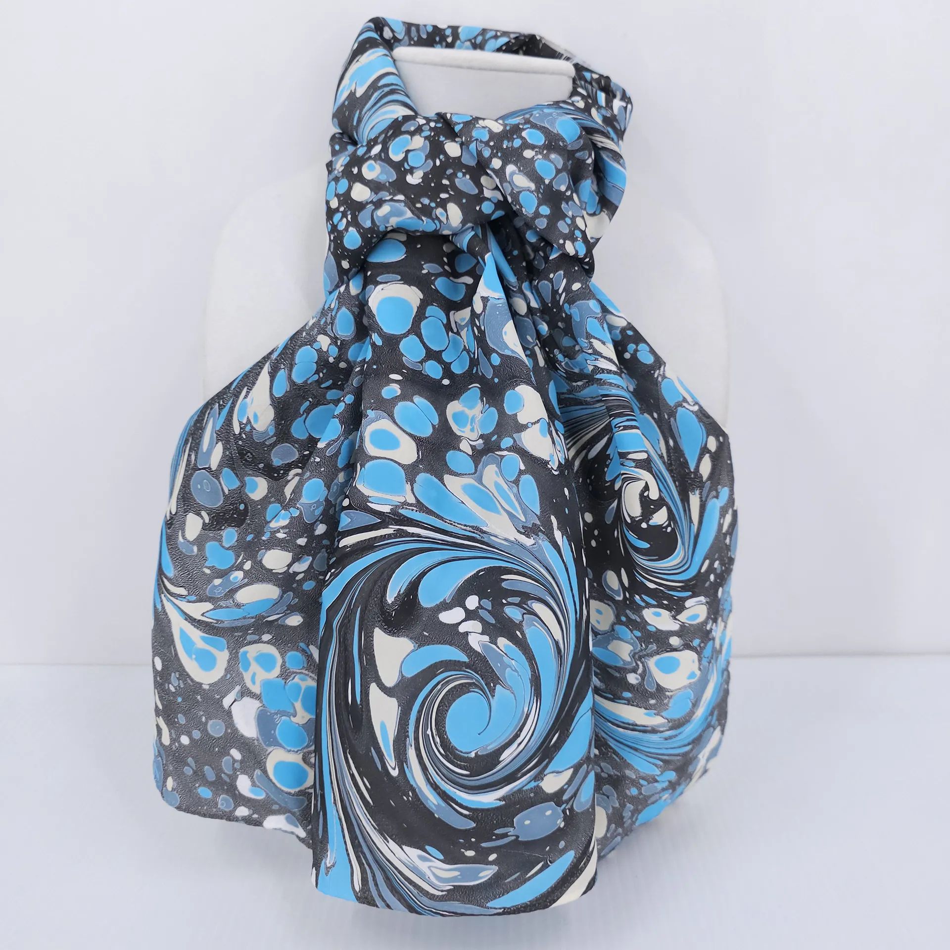 stone pattern hand marbled silk scarf