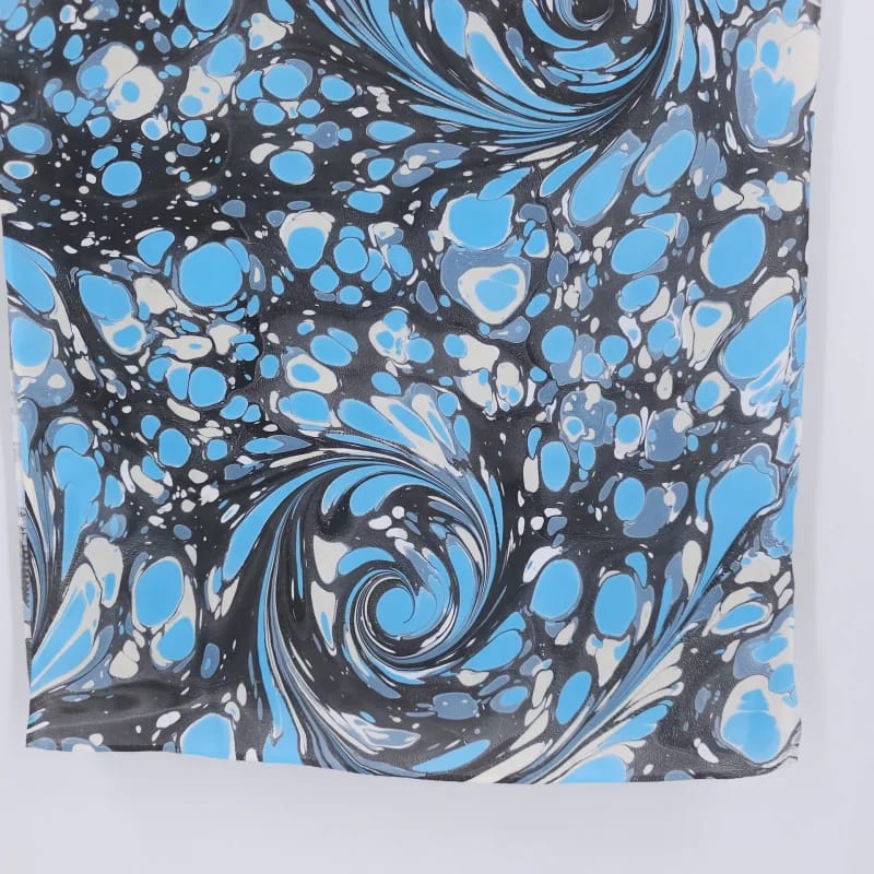 Stone in Blue, Black and White Marbled Silk Scarf - Image 5