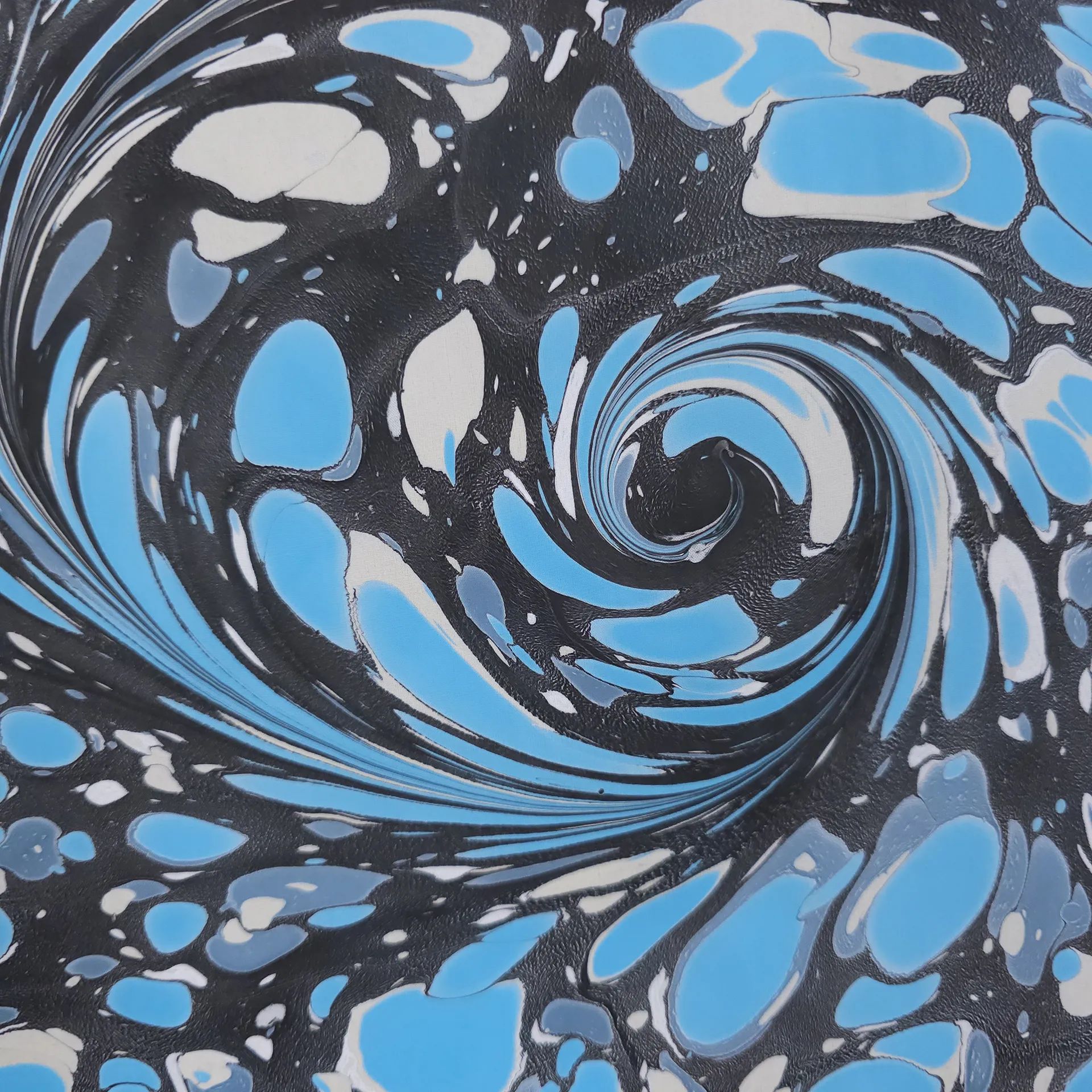 Stone in Blue, Black and White Marbled Silk Scarf - Image 2