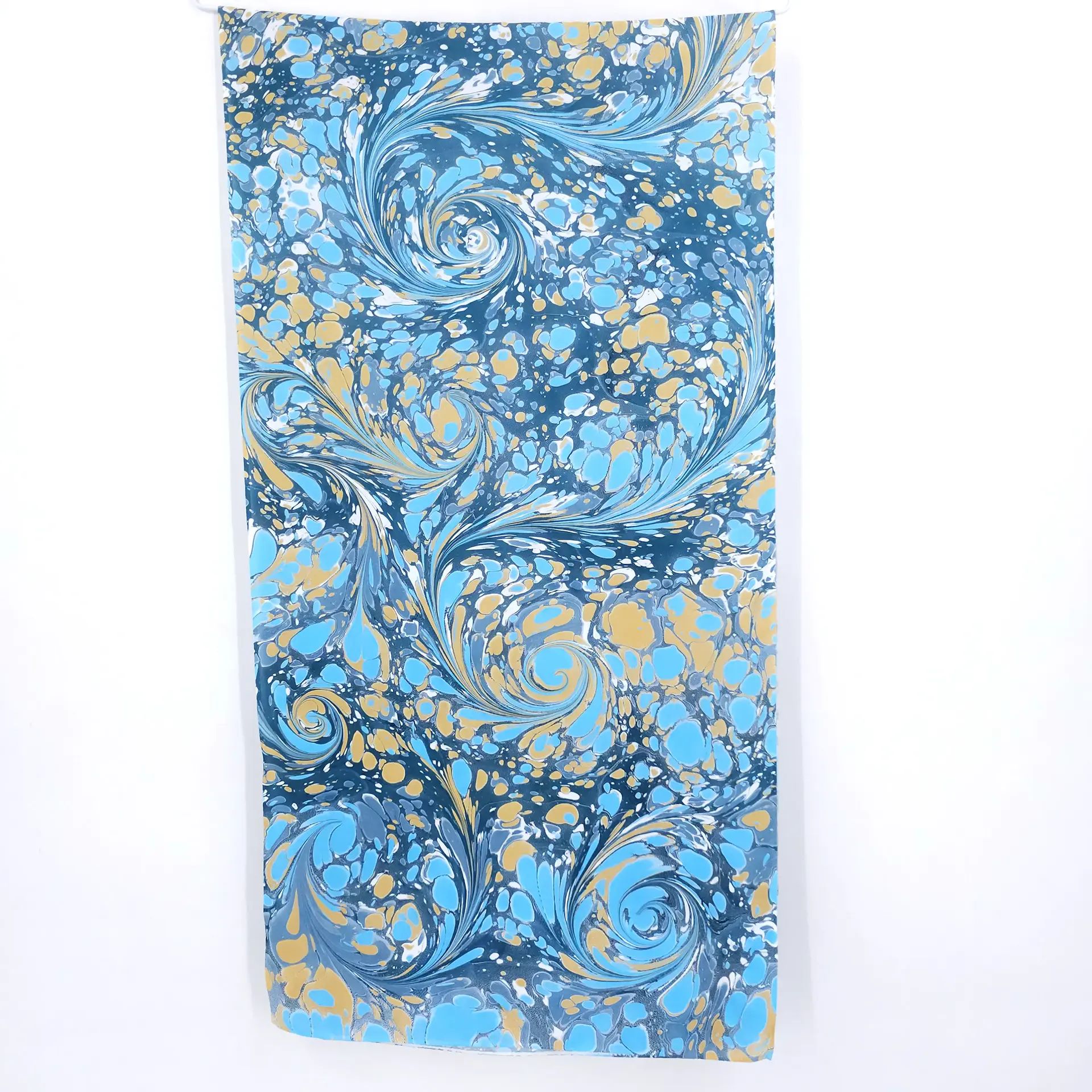 Stone in Blues and Beige Marbled Silk Scarf - Image 4