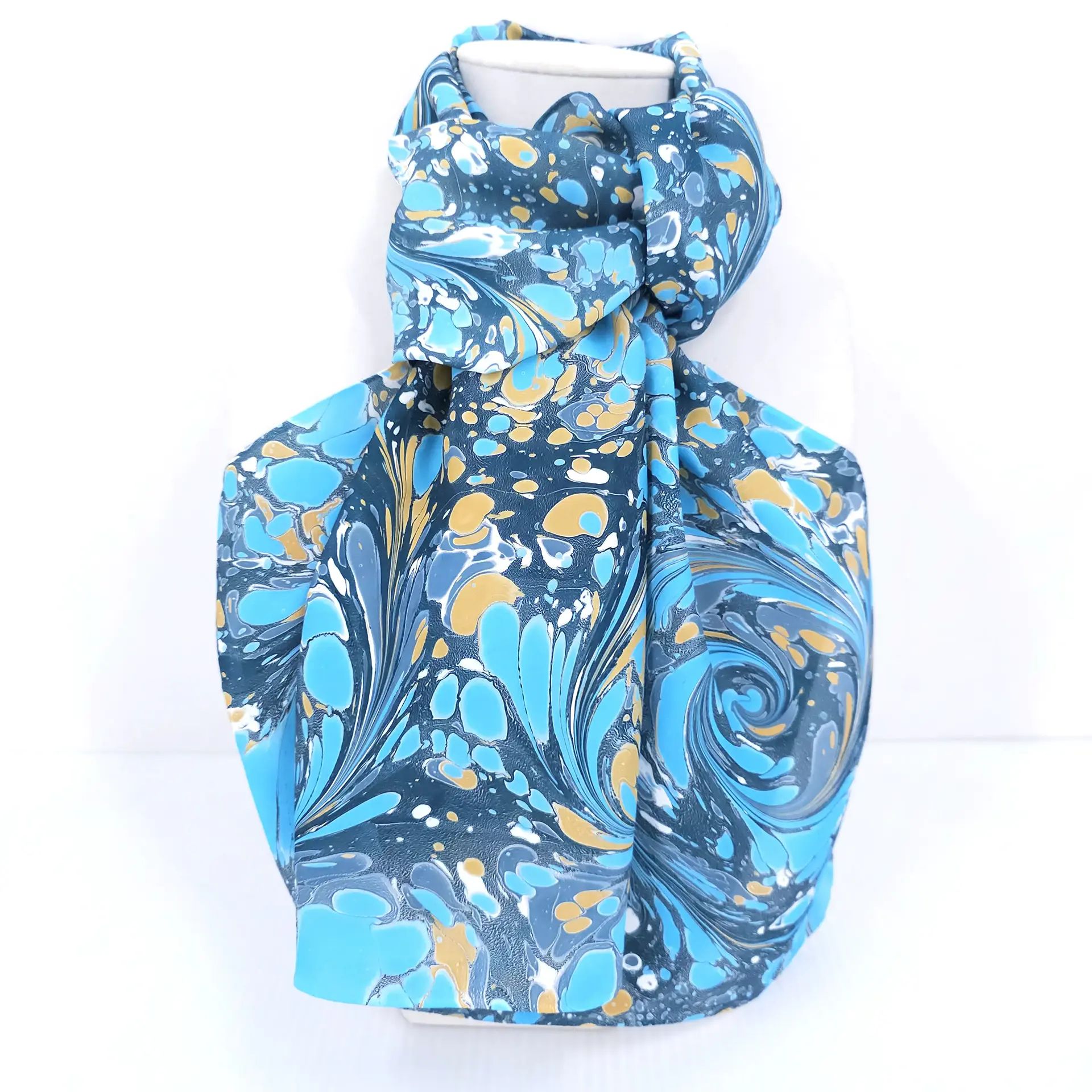 stone pattern hand marbled silk scarf