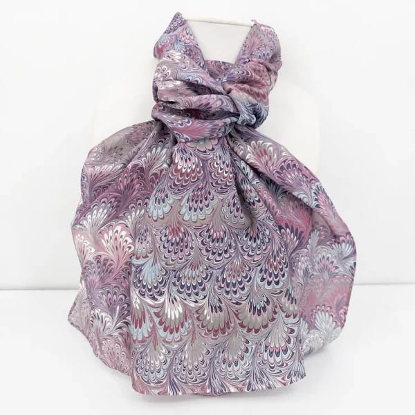 bouquet pattern marbled silk scarf