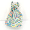 Hand marbled silk scarf Suminagashi pattern