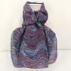 Hand marbled silk scarf angel wing pattern