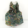 Hand marbled silk scarf angel wing pattern