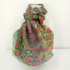 Hand marbled silk scarf angel wing pattern