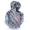 Hand marbled silk scarf abstract pattern