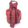 Hand marbled silk scarf bouquet pattern in rust and brown