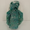 hand marbled silk scarf peacock pattern in blue and green