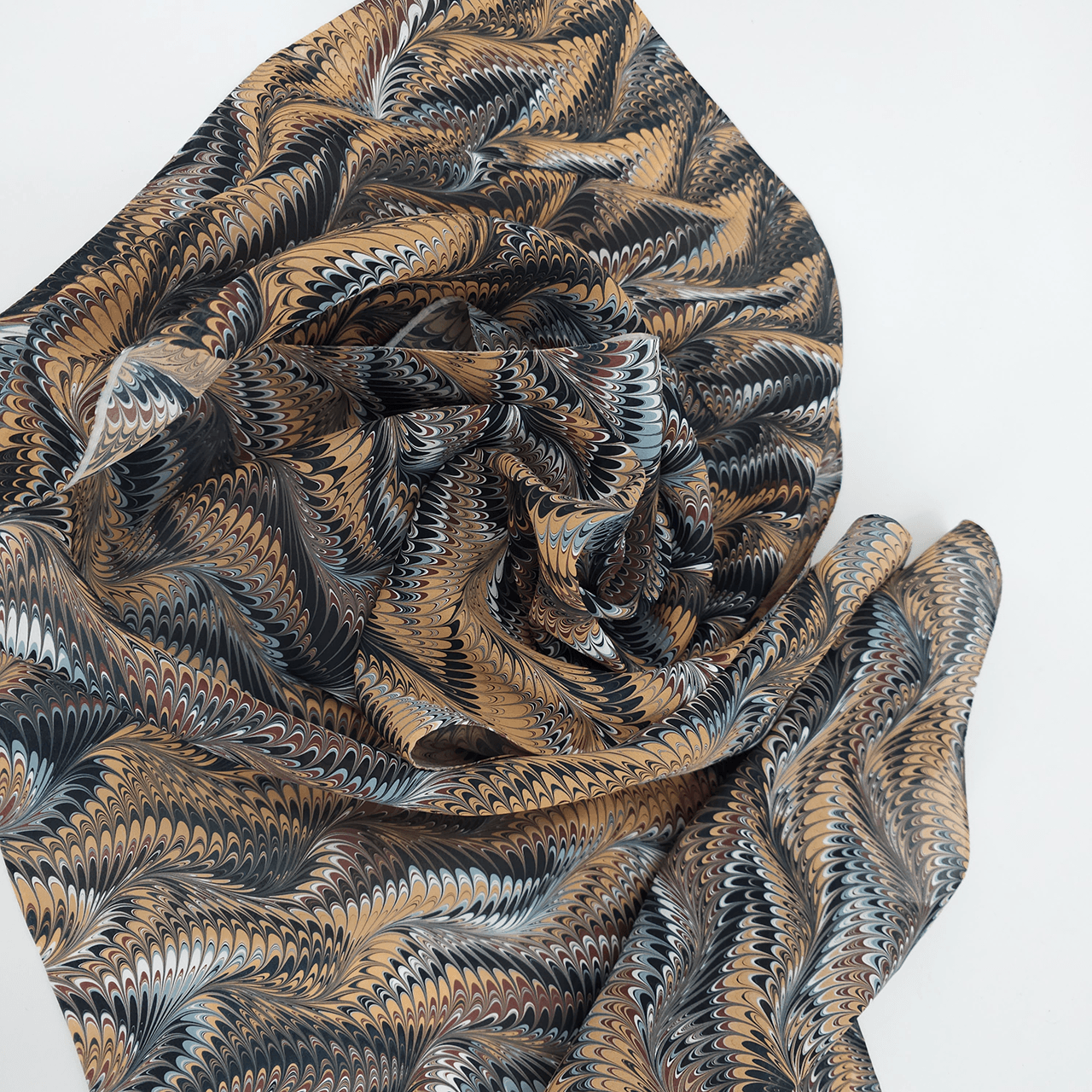 marbled silk fabric scarf