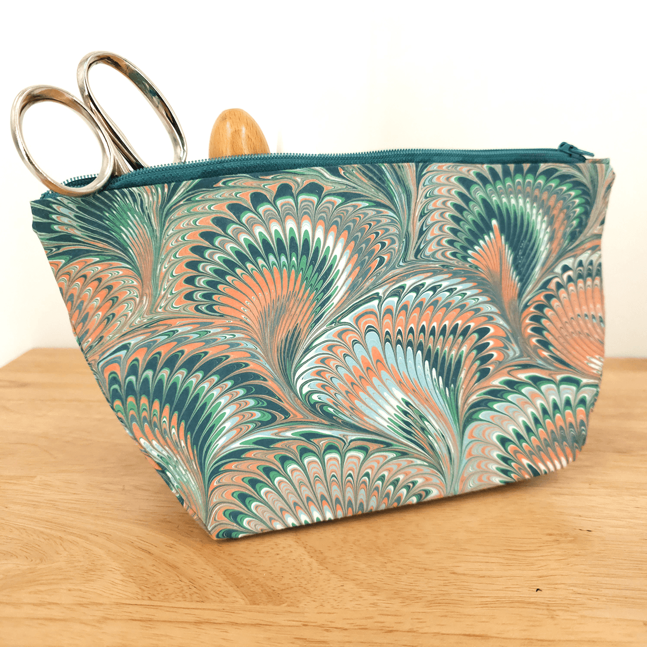 marbled fabric pouch