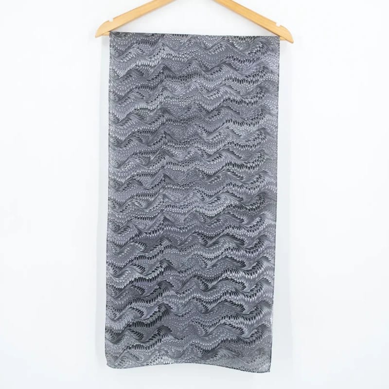 Icarus Pattern in Purple, Lavender, and Grey Marbled Silk Scarf - Image 5