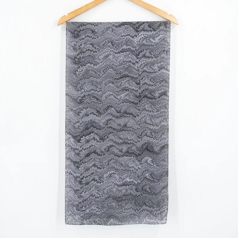 Icarus Pattern in Purple, Lavender, and Grey Marbled Silk Scarf - Image 6