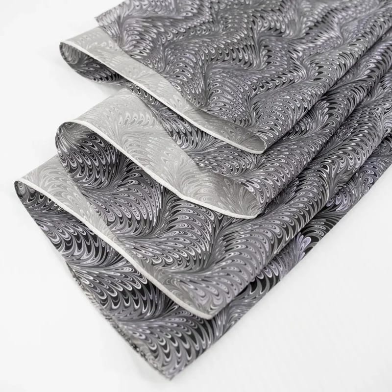 Icarus Pattern in Purple, Lavender, and Grey Marbled Silk Scarf - Image 2