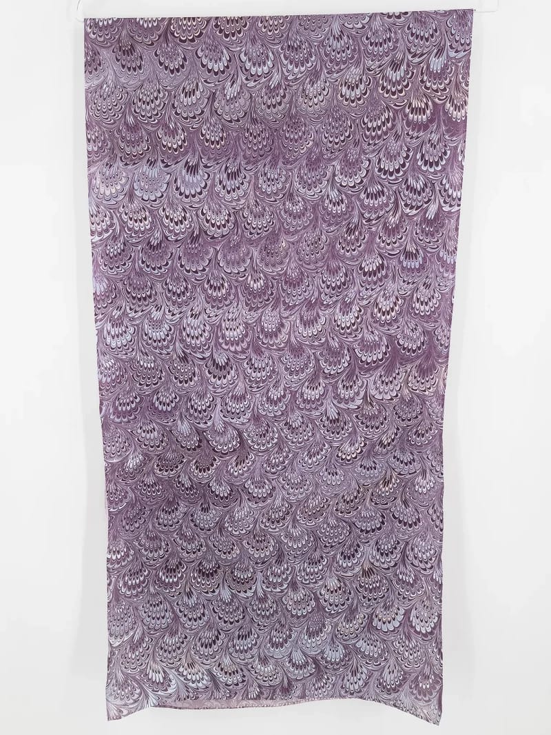 Bouquet in Plum and Lavender Marbled Silk Scarf - Image 3