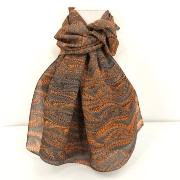 Hand marbled silk scarf Icarus pattern