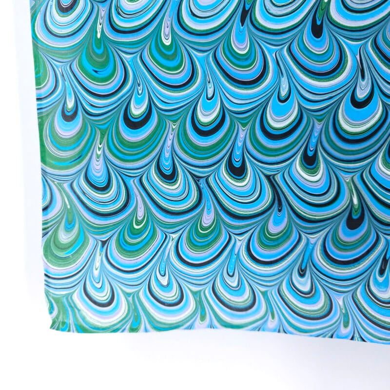 Peacock in Turquoise Marbled Silk Scarf - Image 5