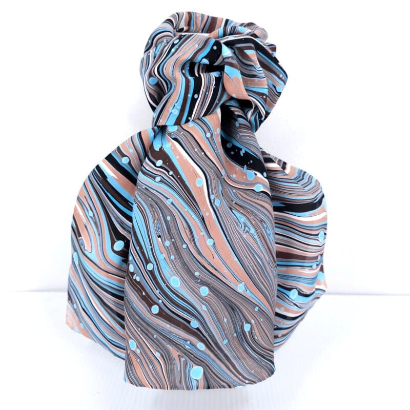 Hand marbled silk scarf abstract pattern
