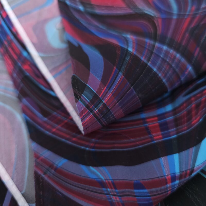 Galaxy Overmarble in Blue, Purple, and Green Marbled Silk Scarf - Image 2