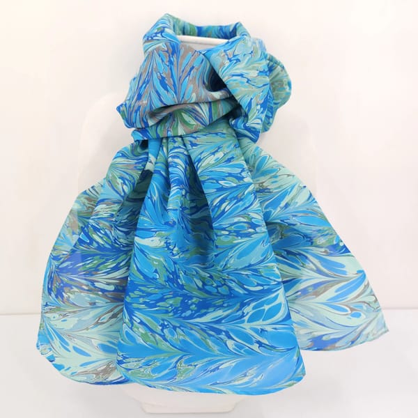 hand marbled silk scarf get-gil pattern
