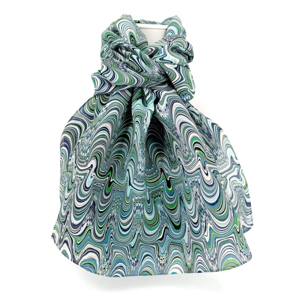 hand marbled silk scarf italian sisters pattern