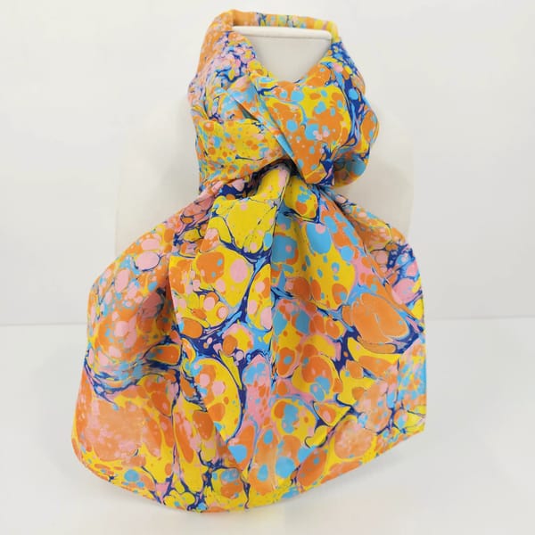 hand marbled silk scarf stone pattern