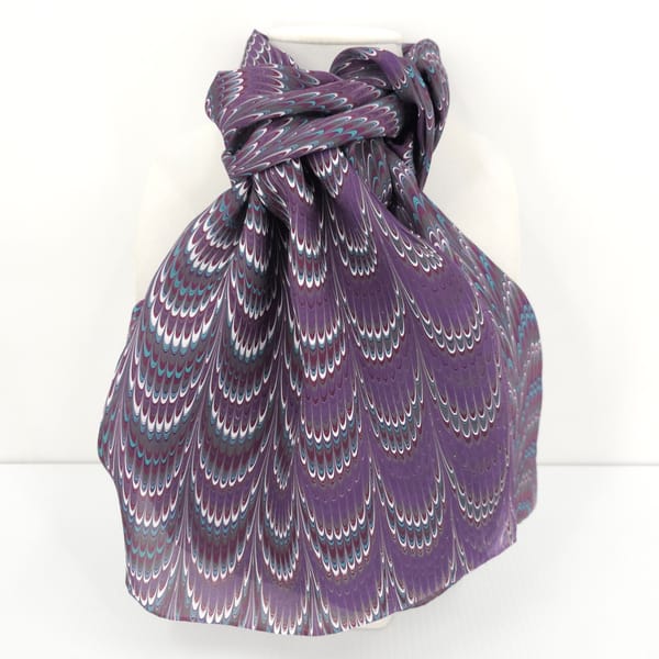 hand marbled silk scarf cathedral pattern