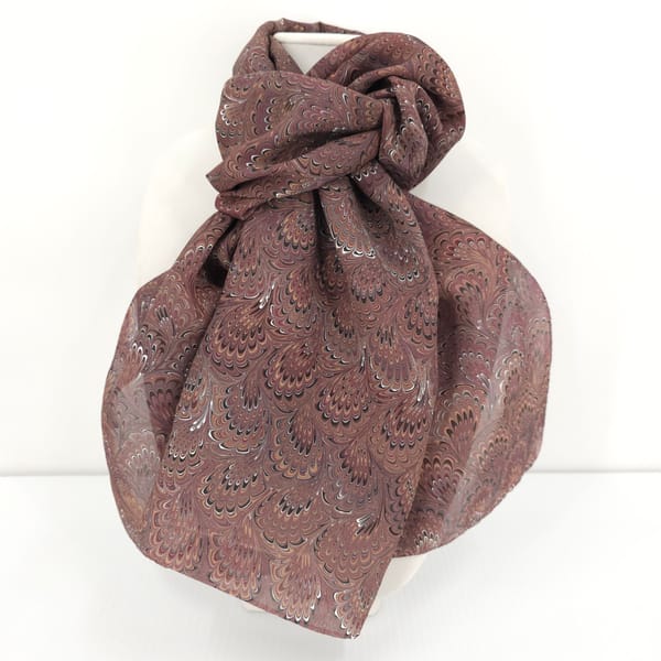 Hand marbled silk scarf bouquet pattern