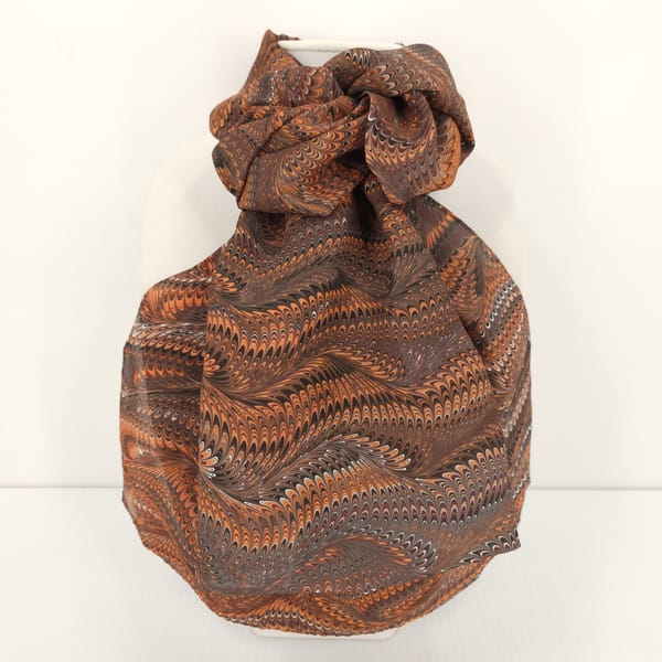 hand marbled silk scarf icarus pattern