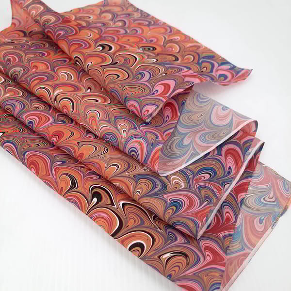 peacock pattern hand marbled silk scarf