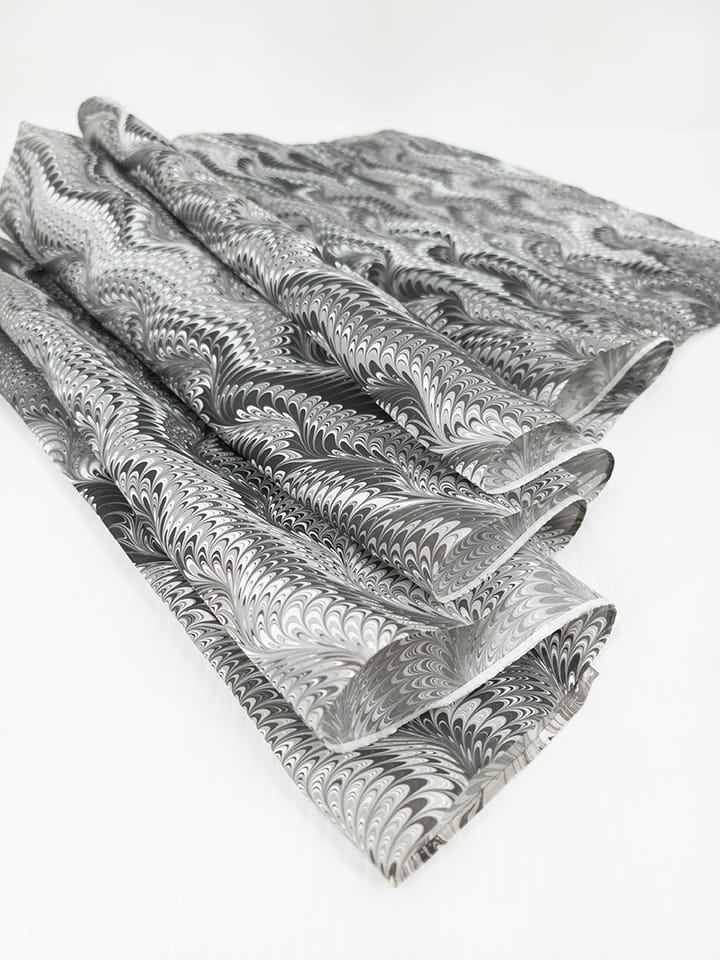 Icarus in Charcoal, Grey, and White Marbled Silk Scarf - Image 3