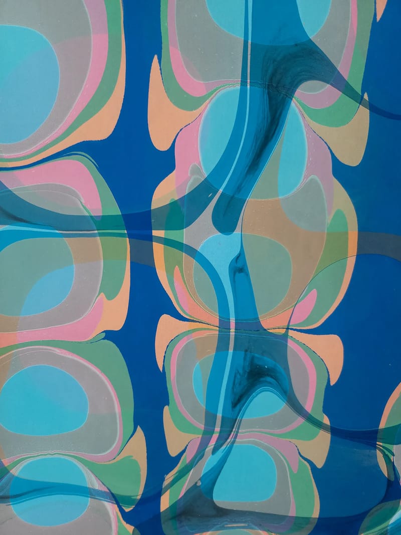 Mod Overmarble in Blue, Orange, Mint and Pink Marbled Silk Scarf - Image 4