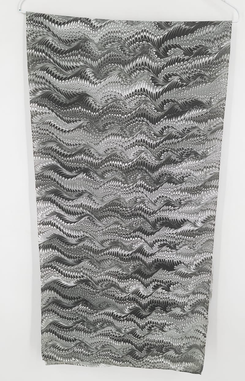 Icarus in Charcoal, Grey, and White Marbled Silk Scarf - Image 4