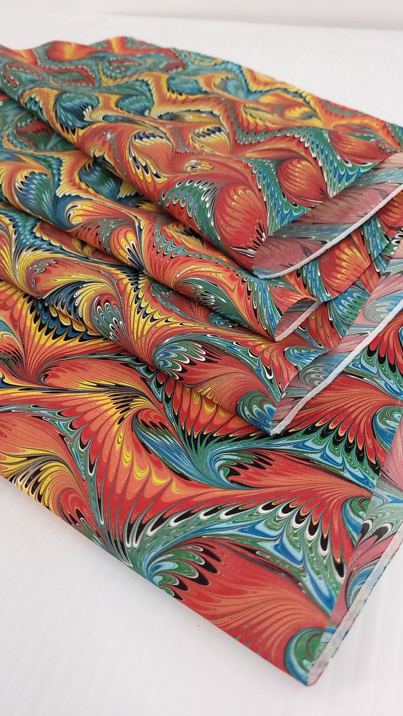 custom hand marbled silk scarf