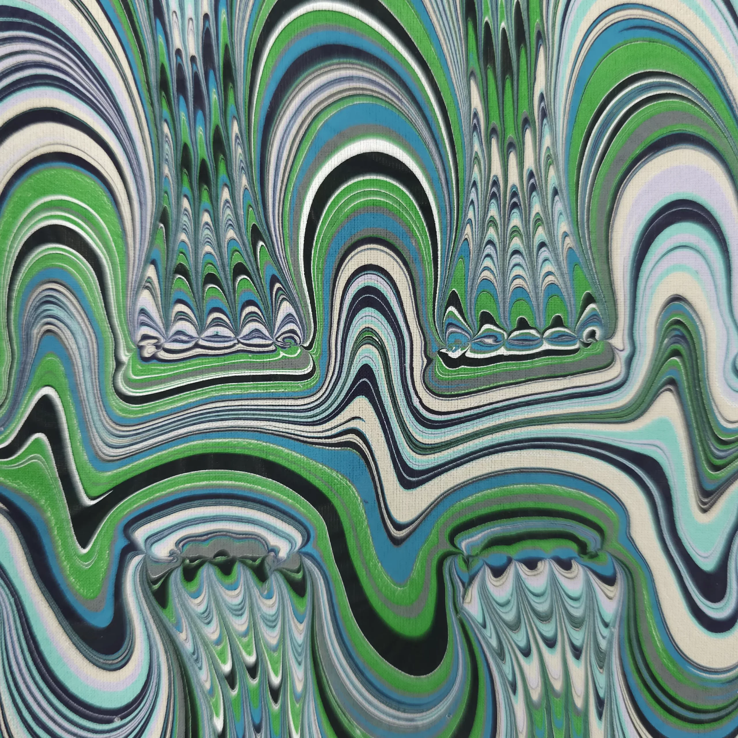 Italian Sisters in Green Shades Marbled Silk Scarf - Image 7
