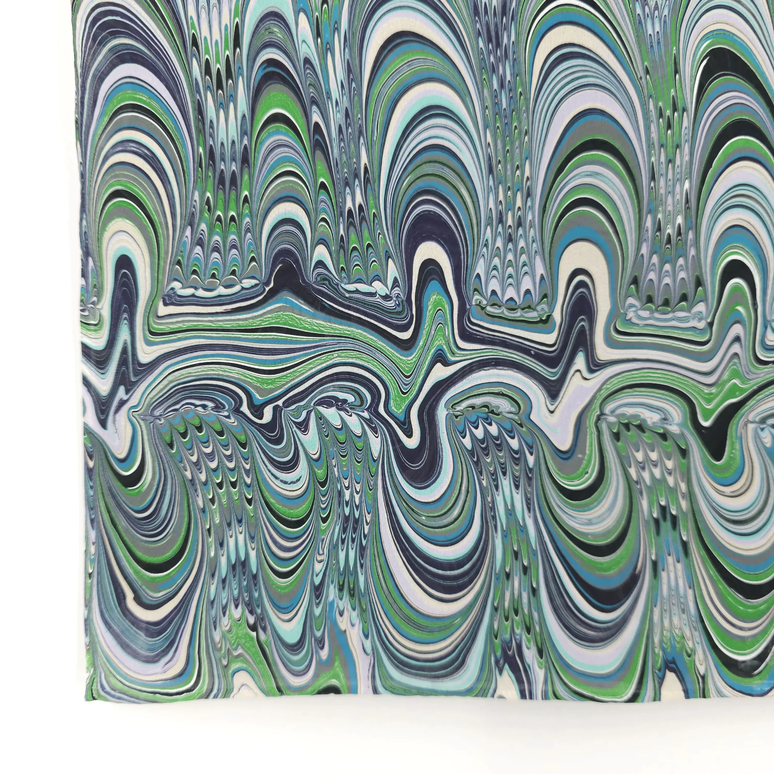 Italian Sisters in Green Shades Marbled Silk Scarf - Image 6
