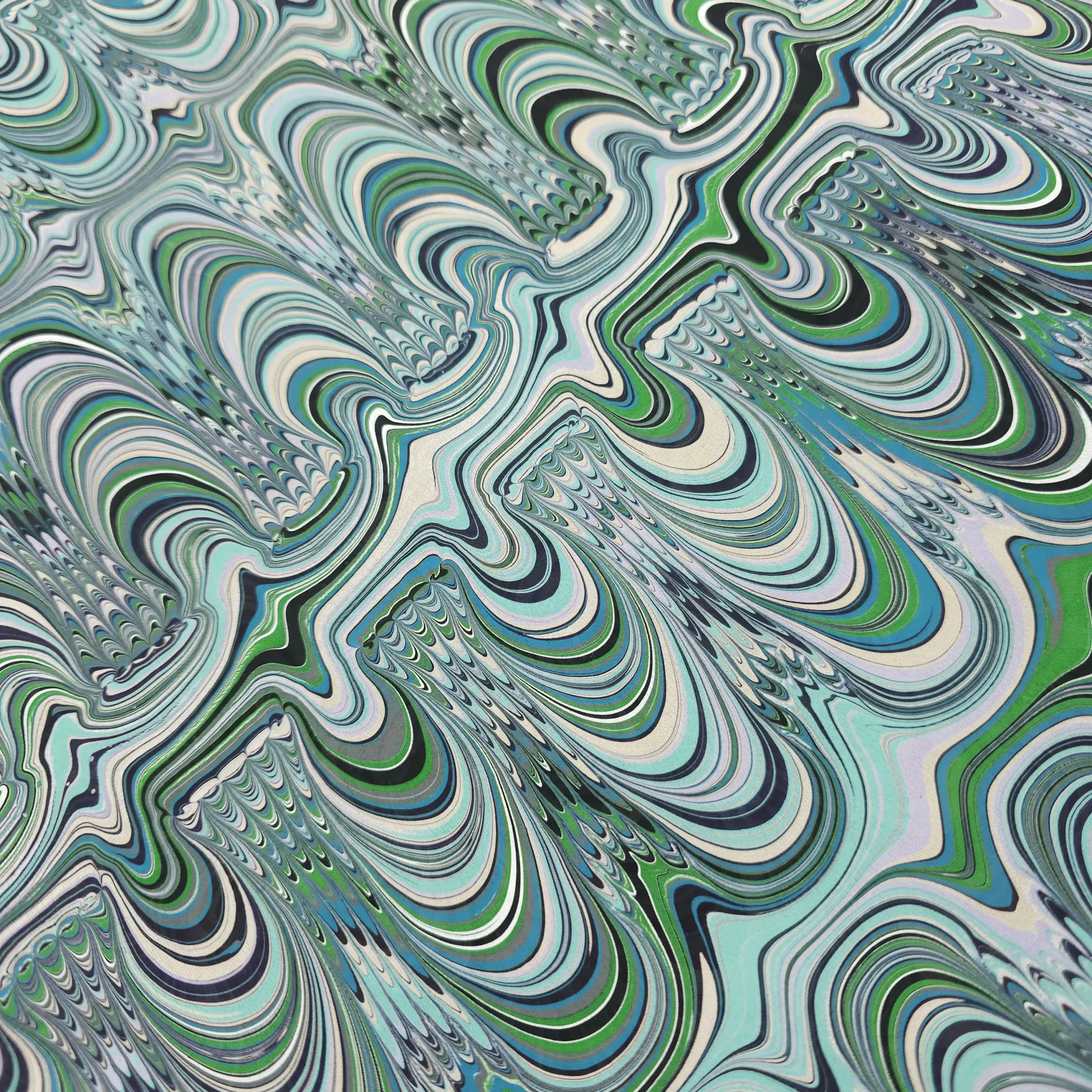 Italian Sisters in Green Shades Marbled Silk Scarf - Image 5