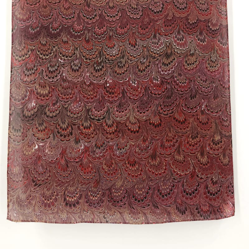 Hand-Marbled Silk Scarf Bouquet Pattern in Brown, Red, and Rust - Image 7