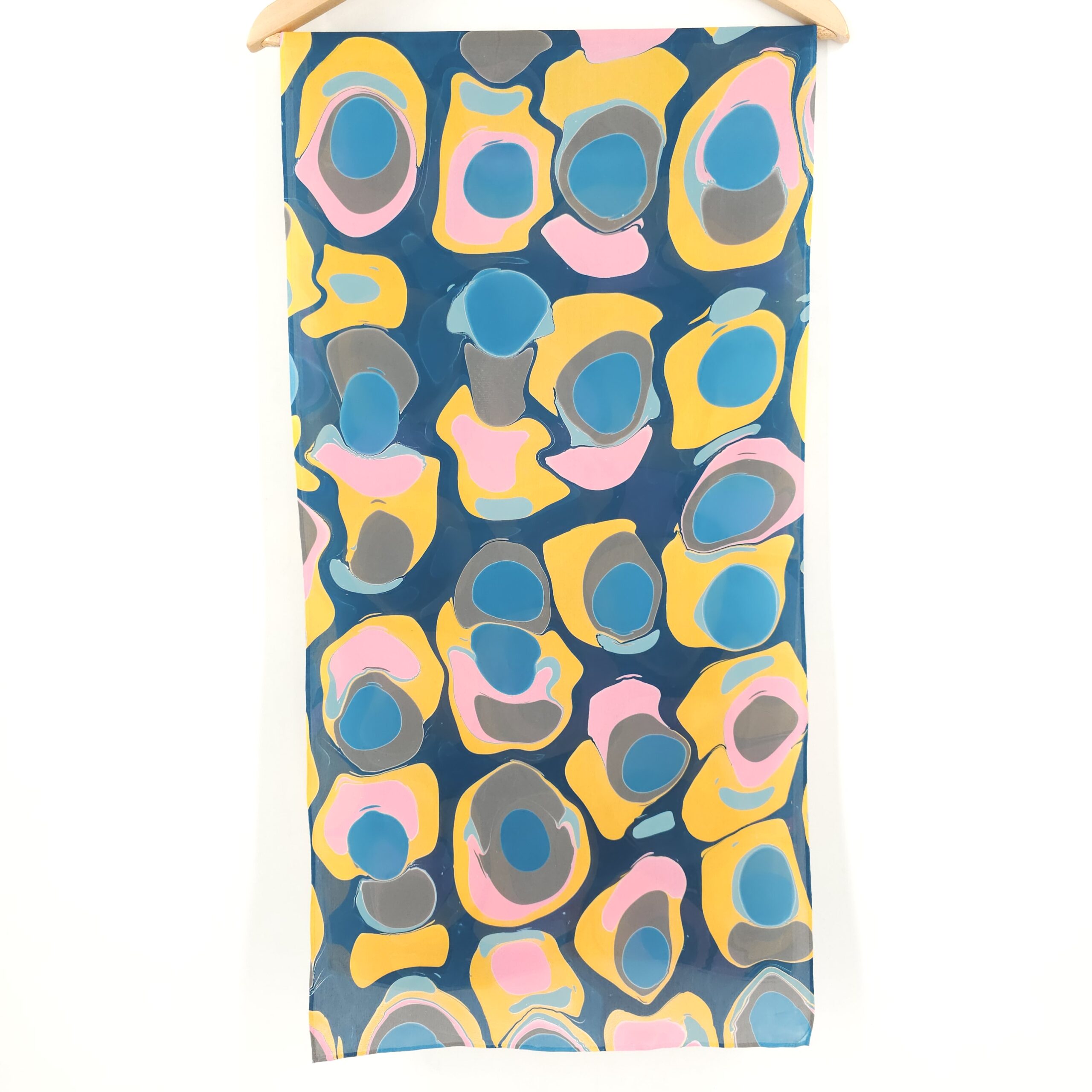 Mod in Blue, Orange, and Pink Marbled Silk Scarf - Image 8