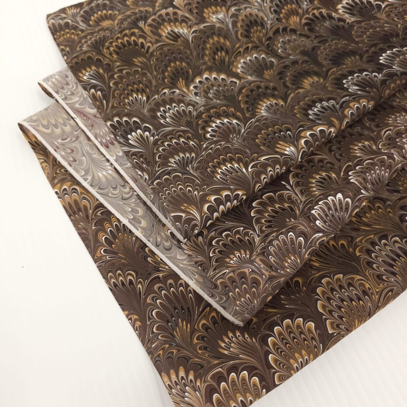Hand Marbled Silk Scarf Bouquet Pattern in Browns , Black, and White - Image 5