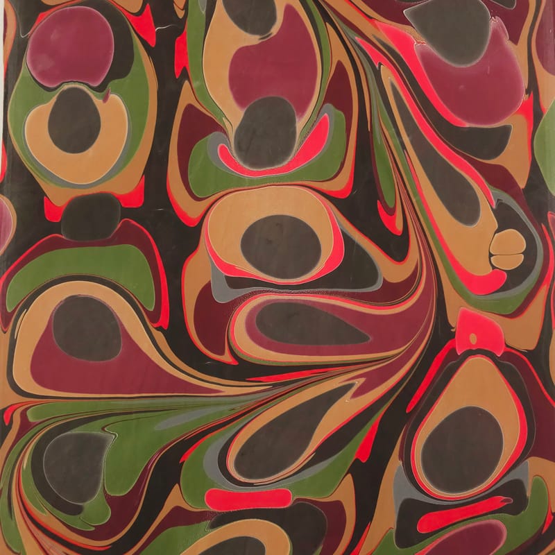 Hand Marbled Silk Scarf Abstract Pattern in Green, Brown, and Pink - Image 3