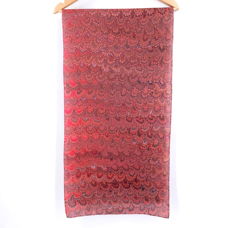 Bouquet in Rust and Brown Marbled Silk Scarf - Image 4