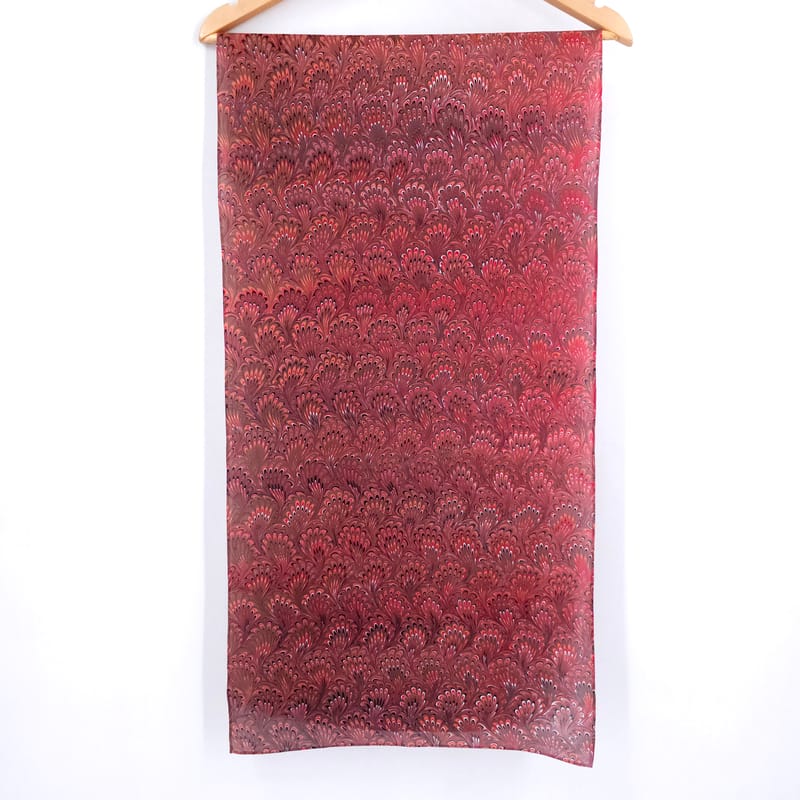 Bouquet in Rust and Brown Marbled Silk Scarf - Image 8