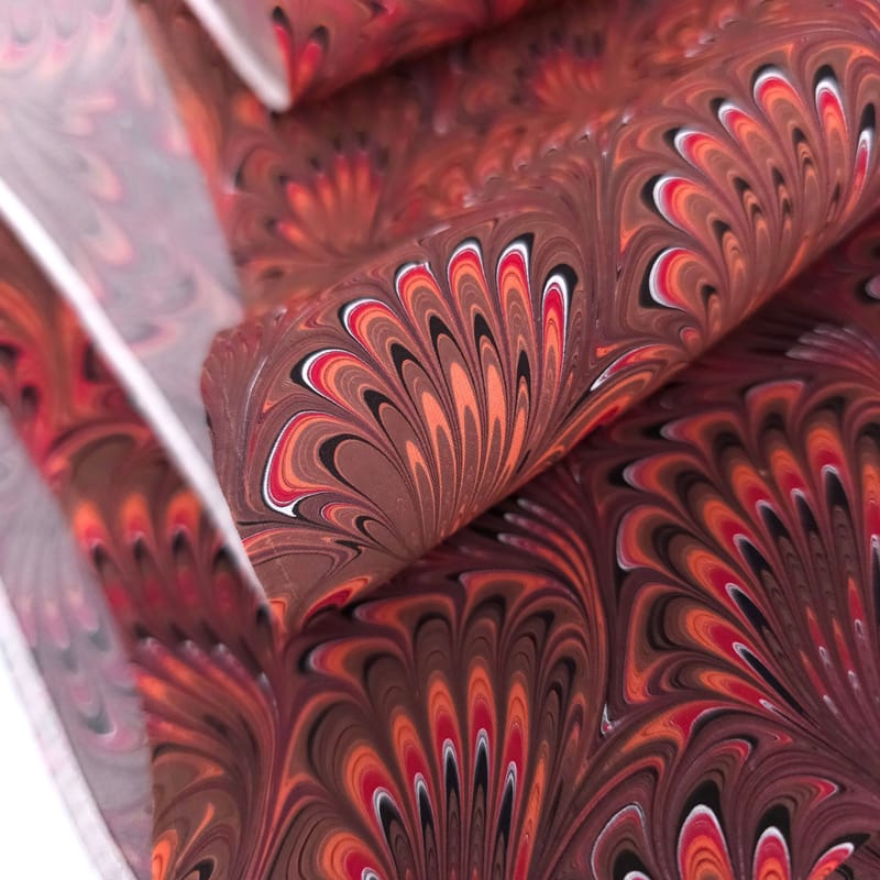 Bouquet in Rust and Brown Marbled Silk Scarf - Image 2
