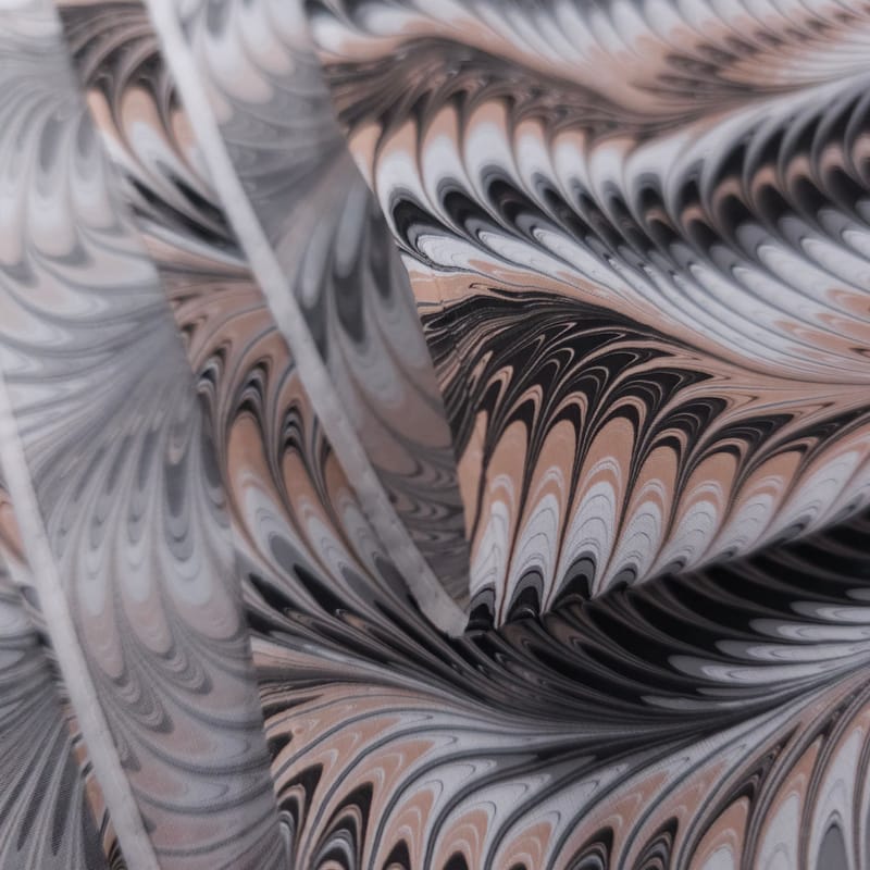 Icarus in Beige, Black and White Marbled Silk Scarf - Image 2