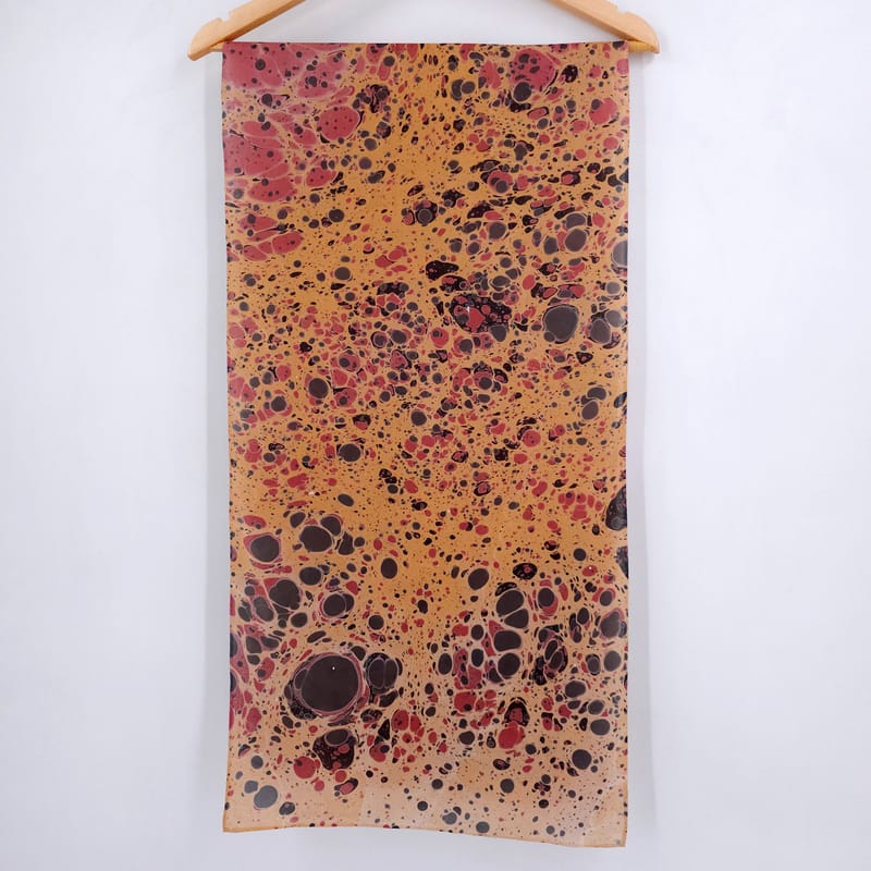 Stone Leopard Print in Brown and Black Marbled Silk Scarf - Image 3
